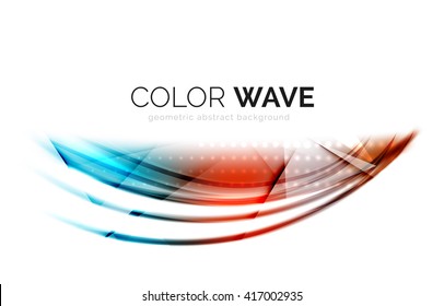Glossy wave isolated on white background. Vector modern futuristic curve lines, coporate identity design