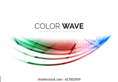 Glossy wave isolated on white background. Vector modern futuristic curve lines, coporate identity design
