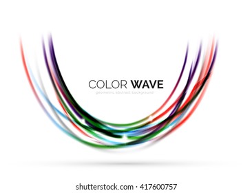 Glossy wave isolated on white background. Vector modern futuristic curve lines, coporate identity design