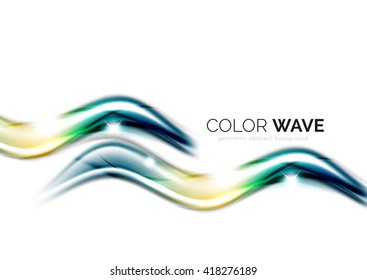 Glossy wave isolated on white background. Vector modern futuristic curve lines, coporate identity design