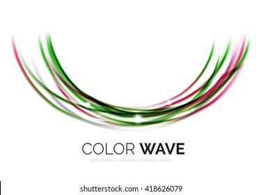 Ola brillante aislada en fondo blanco. Líneas modernas de curva futurista vectorial, diseño de identidad empresarial