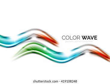Glossy wave isolated on white background. Vector modern futuristic curve lines, coporate identity design Glossy wave isolated on white background. Vector modern futuristic curve lines, coporate identity design
