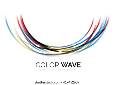 Glossy wave isolated on white background. Vector modern futuristic curve lines, coporate identity design
