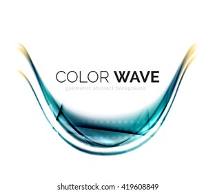 Glossy wave isolated on white background. Vector modern futuristic curve lines, coporate identity design