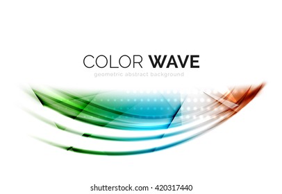 Glossy wave isolated on white background. Vector modern futuristic curve lines, coporate identity design