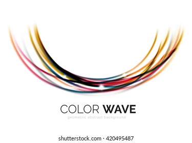 Glossy wave isolated on white background. Vector modern futuristic curve lines, coporate identity design