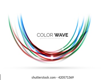 Glossy wave isolated on white background. Vector modern futuristic curve lines, coporate identity design