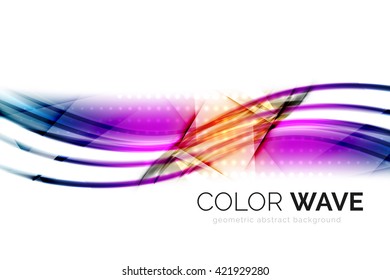 Glossy wave isolated on white background. Vector modern futuristic curve lines, coporate identity design