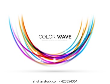 Glossy wave isolated on white background. Vector modern futuristic curve lines, coporate identity design