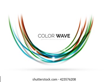 Glossy wave isolated on white background. Vector modern futuristic curve lines, coporate identity design