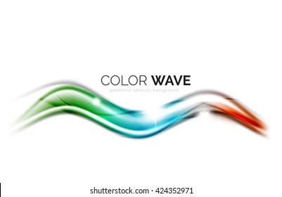 Glossy wave isolated on white background. Vector modern futuristic curve lines, coporate identity design