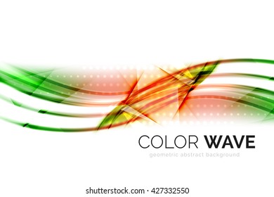 Ola brillante aislada en fondo blanco. Líneas modernas de curva futurista vectorial, diseño de identidad empresarial
