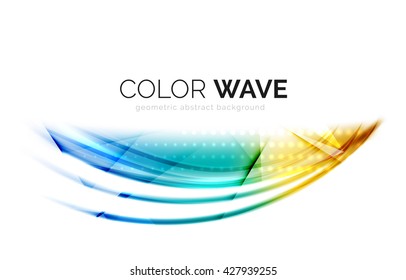 Ola brillante aislada en fondo blanco. Líneas modernas de curva futurista vectorial, diseño de identidad empresarial