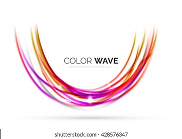 Glossy wave isolated on white background. Vector modern futuristic curve lines, coporate identity design