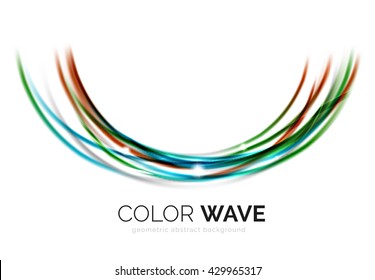 Glossy wave isolated on white background. Vector modern futuristic curve lines, coporate identity design