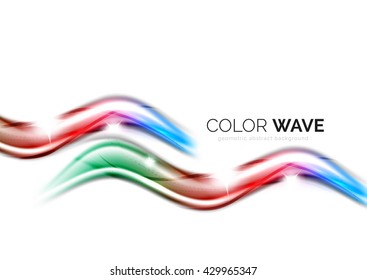 Glossy wave isolated on white background. Vector modern futuristic curve lines, coporate identity design
