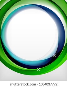 Glossy wave vector background with light and shadow effects, white cross shapes. Template for web banner, business or technology presentation background or elements, vector illustration. Green and