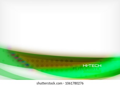 Fondo vectorial de onda brillante, línea vectorial ondulada con efectos de luz y textura, plantilla digital hitech futurista. Ilustración del vector