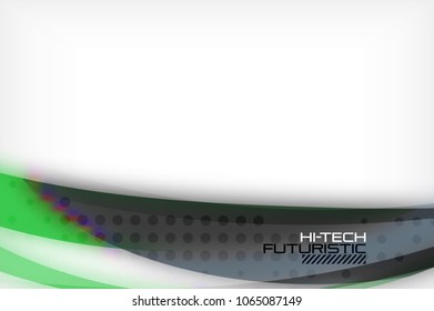 Glossy wave vector background, vector wavy line with light effects and texture, digital hitech futuristic template. Vector illustration