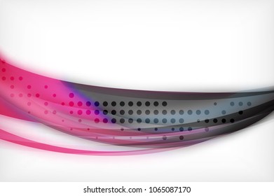 Glossy wave vector background, vector wavy line with light effects and texture, digital hitech futuristic template. Vector illustration