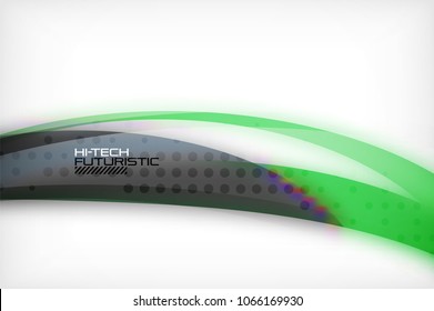 Glossy wave vector background, vector wavy line with light effects and texture, digital hitech futuristic template. Vector illustration