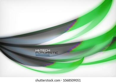 Fondo vectorial de onda brillante, línea vectorial ondulada con efectos de luz y textura, plantilla digital hitech futurista. Ilustración del vector