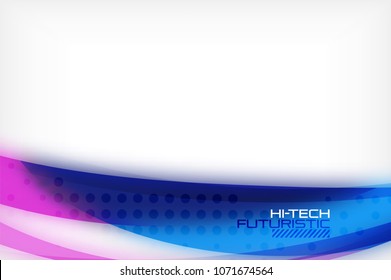Glossy wave vector background, vector wavy line with light effects and texture, digital hitech futuristic template. Vector illustration