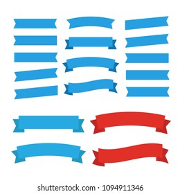 Glossy waving ribbon banners labels. Banner ribbon vector set