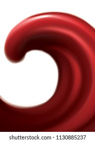 Glossy wavy eddy spin vibrant ink cycle backdrop. Volute syrup fluid surface deep claret color with space for text in center of funnel. Appetizing mix gel of vivid ruby bilberry, redcurrant, foxberry
