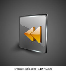 Glossy web 2.0 music icon, previous or rewind button. EPS 10.