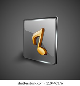 Glossy web 2.0 music icon with musical note. EPS 10.