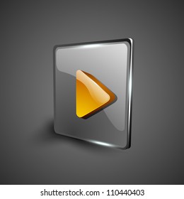 Glossy web 2.0 music icon, play button. EPS 10.