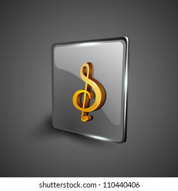 Glossy web 2.0 music icon with musical note. EPS 10.