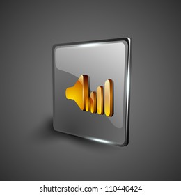 Glossy web 2.0 music icon, sound volume button. EPS 10.