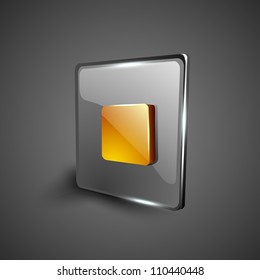 Glossy web 2.0 music icon, stop button. EPS 10.