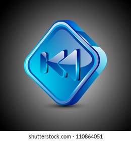 Glossy web 2.0 music icon, previous or rewind button. EPS 10.