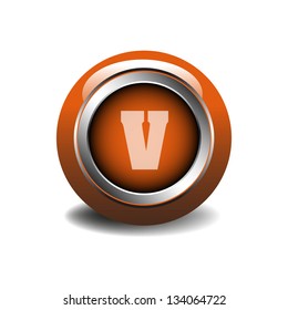 Glossy web alphabet button with the letter V