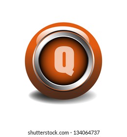 Glossy web alphabet button with the letter Q