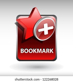  glossy web button with bookmark sign. bookmark star shape icon with shadow