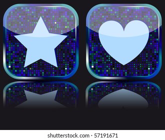 Glossy web button with favorites icon.
