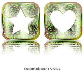 Glossy web button with favorites icon.