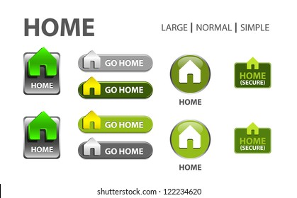  glossy web button with home sign. home shape icon with shadow