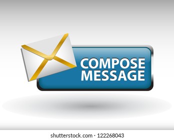  glossy web button with message sign. message shape icon with shadow