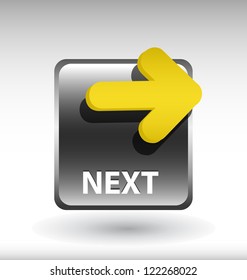  glossy web button with next sign. next arrow shape icon with shadow