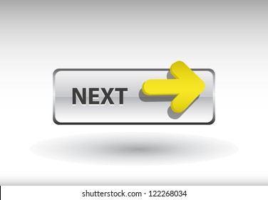  glossy web button with next sign. next arrow shape icon with shadow