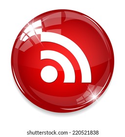 glossy web button with RSS feed sign