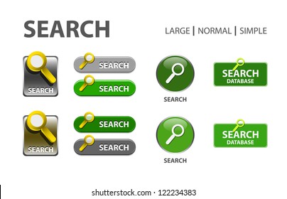  glossy web button with search sign. Rounded square shape icon with shadow