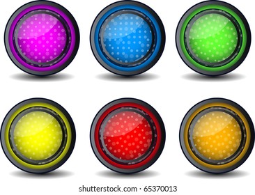glossy web button set of 6 color glosy icon