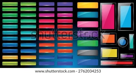 Glossy Web Button Set with Empty Interface Buttons for UI Design