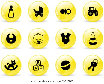 Glossy web buttons, baby icons